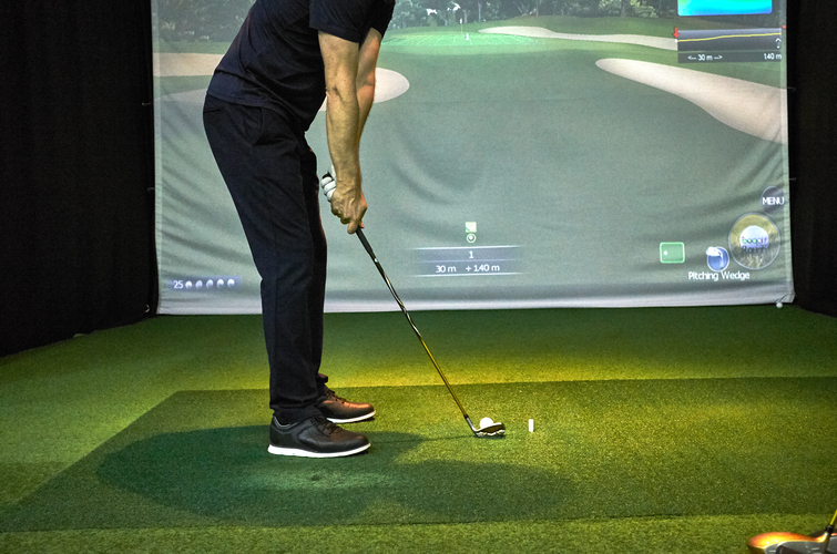 Playing golf on the simulator